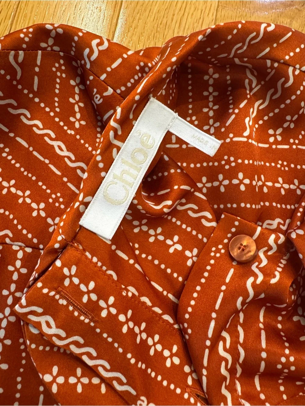 Chloe Umber Patterned Silk Blouse